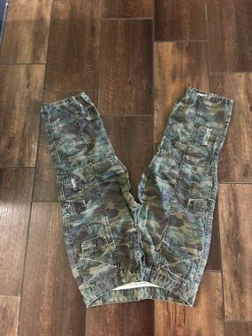 Fashion Bug Camo Wide Leg Cargo Pants - Green Camouflage